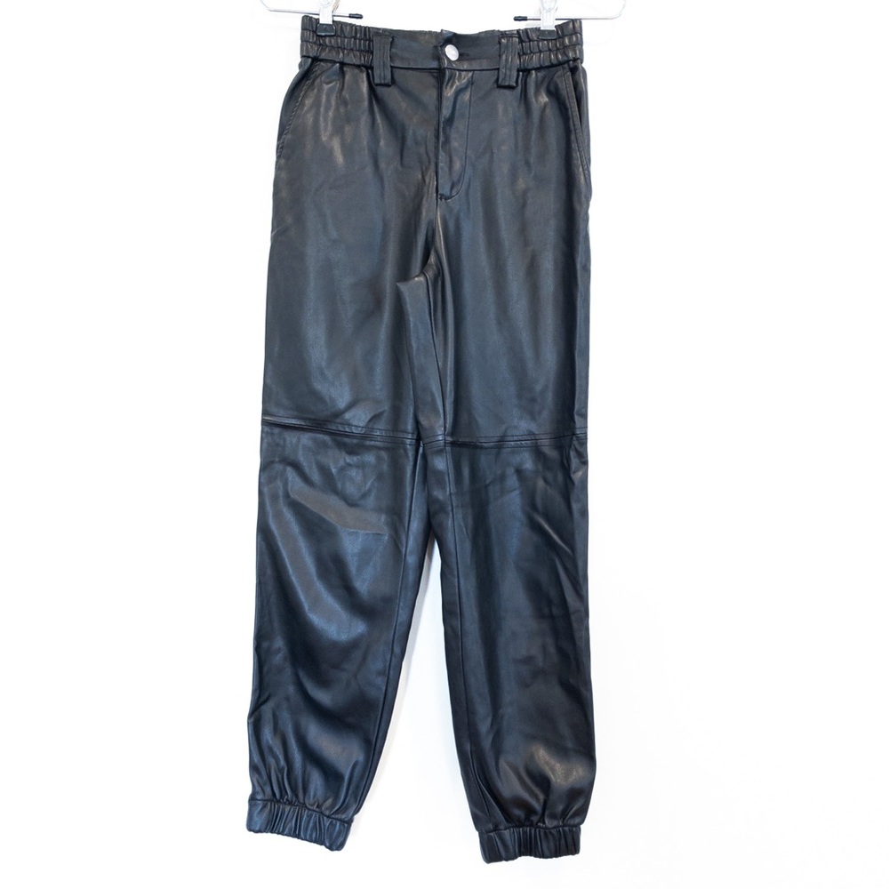 Sybilla Boutique Black Faux Leather Pleather Jogger Pants Size Small